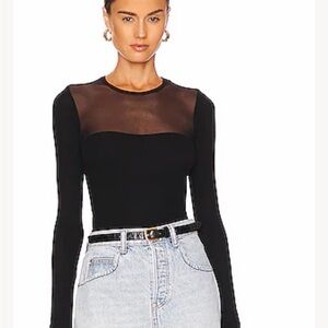Michael Lauren Black Sheer Long Sleeve Top